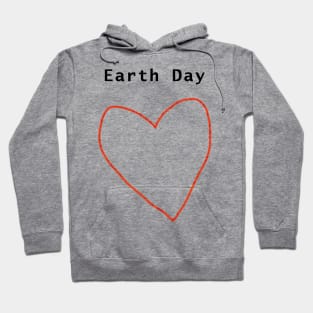 Earth Day Red Heart Line Drawing Hoodie